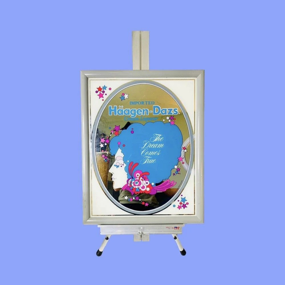 Vintage Haagen-Dazs Cream Liqueur Advertising‎ Mirror, Peter Max Style Bar Decor